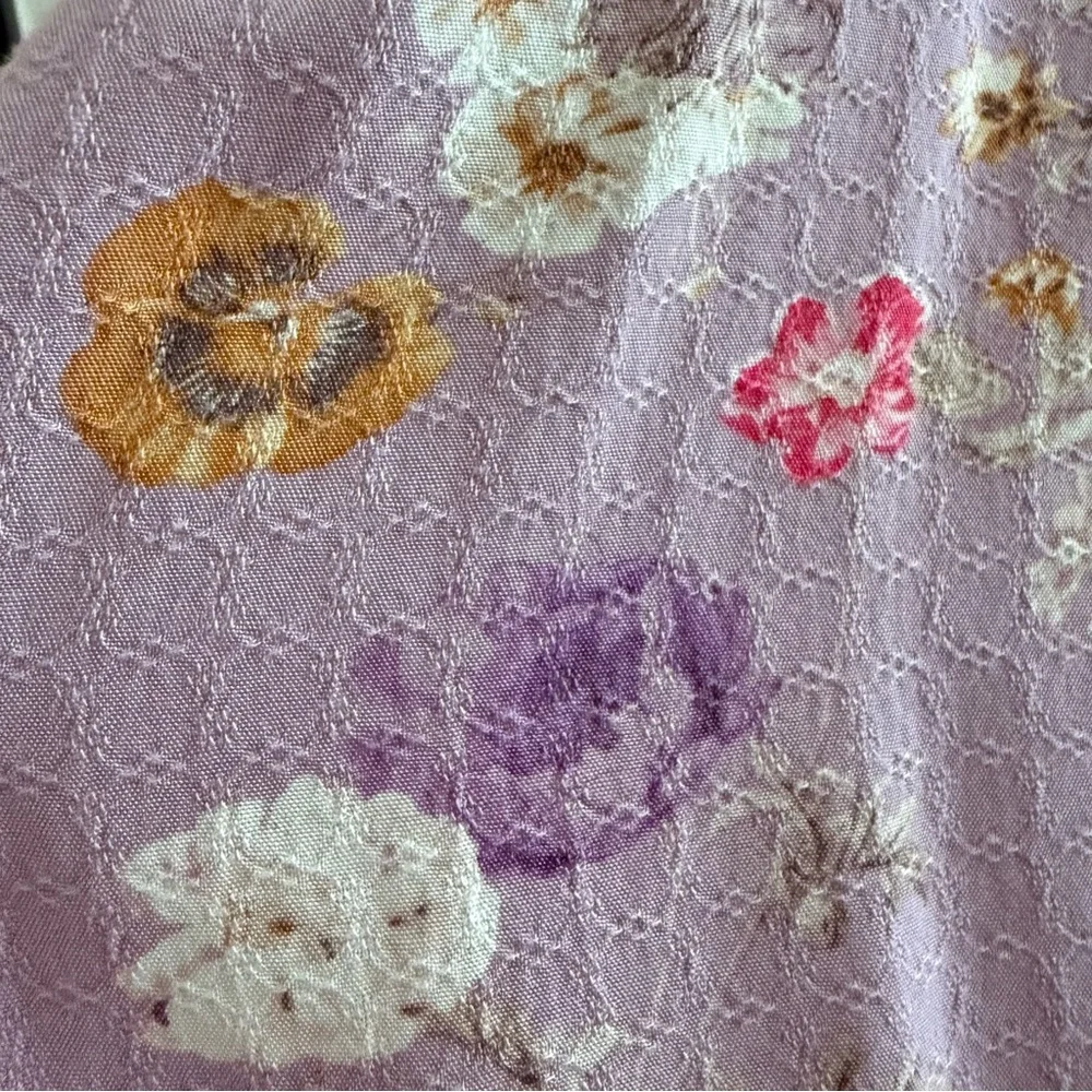 Feminine Fairy Crinkled Flowy Henley Oversized Soft Girl Pastel Purple Pink XL - Picture 12 of 13